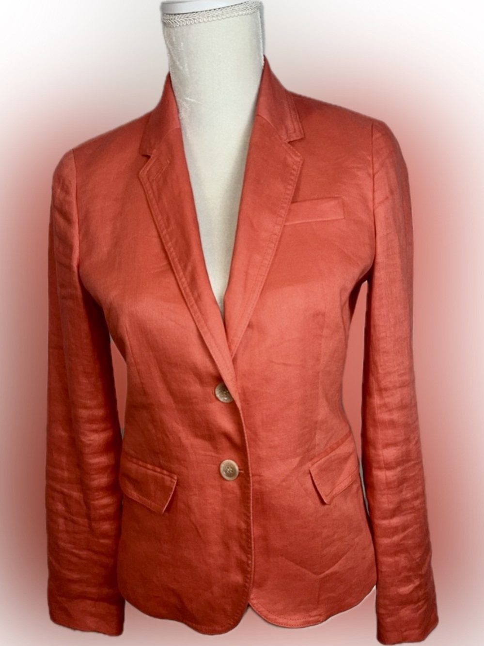 J.Crew  Linen Orange/ Coral Blazer Size 2